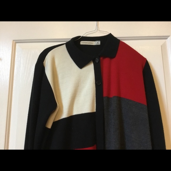 Women’s Karen Lessly Sweater, Sz M Black,Red&White - Picture 6 of 7
